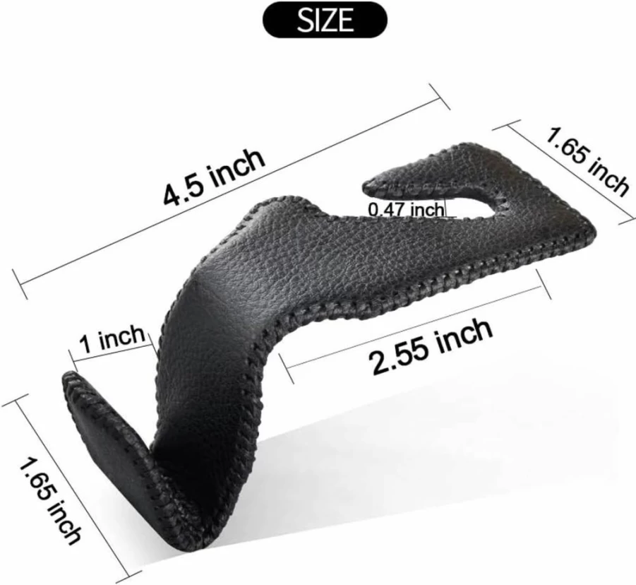 Yicheyiyou Universal Car Hooks - Heavy Duty Back Seat Headrest Hanger for Grocery Bags, Purses, Clothes & Drinks, Durable Stainless Steel & Microfiber Leather Auto Accessories (Black)