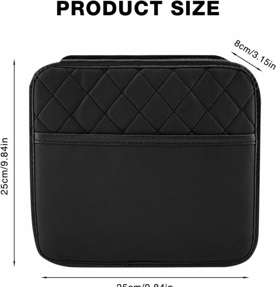 2 Pack Black PU Leather Car Seat Back Organizer - Multi-Purpose Hanging Storage Pocket Fits Most Vehicles