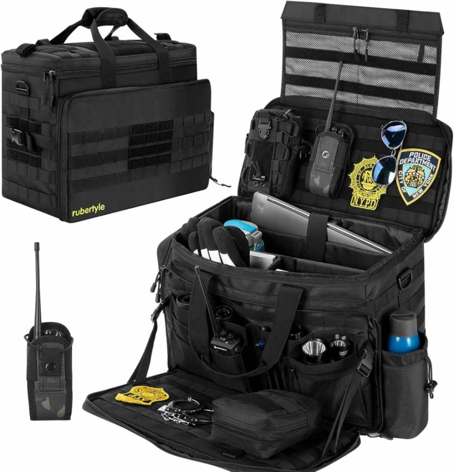 Rubertyle Tactical Car Seat Organizer - 45L Military Duffle Bag with Laptop Compartment, Lockable File Storage for Gym, Camping, Hunting & Range, DIY Space Solution