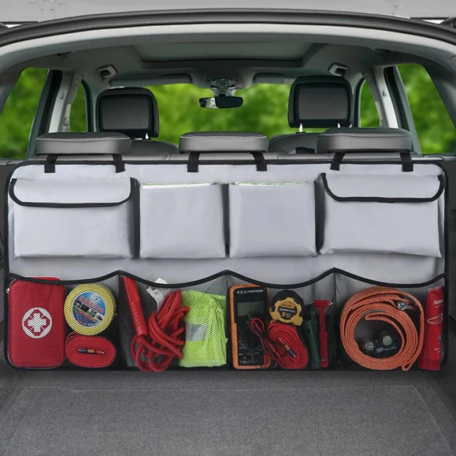 Snuopfy Car Trunk Organizer with 8 Storage Pockets - Backseat Hanging Auto Organizer for SUV, Truck, Van - Space Saving Vehicle Storage Solution