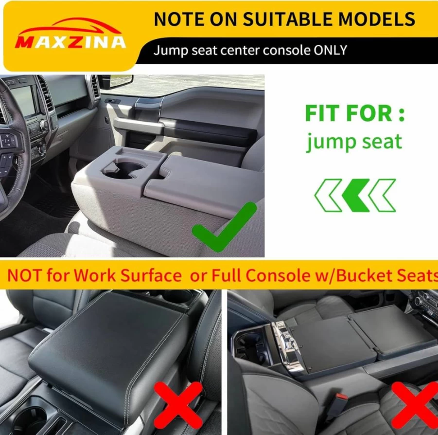 Maxzina Car Headrest Organizer for Ford F-Series 2011-2025 (F150 F250 F350 F450 F550 F650) - Jump Seat Console Storage with Non-Slip Silicone Pad, Coin Holder & Accessory Pockets