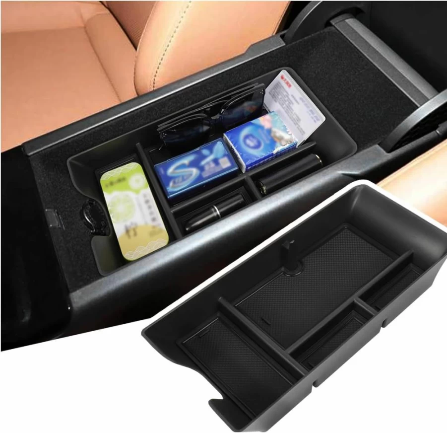 Sinminou Center Console Organizer for 2025 Toyota Camry - Armrest Storage Tray with Coin Slot & Sunglasses Holder, Custom Fit Accessory