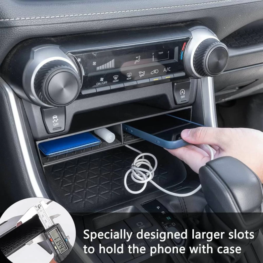 JDMCAR Center Console Organizer Tray for Toyota RAV4 (2019-2025) & RAV4 Prime - Enhanced Storage Box with Larger Dividers & Slots