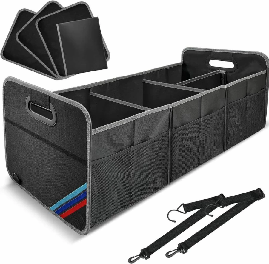 Junsungo Car Trunk Organizer - Waterproof Collapsible Storage Box for SUV, Home & Garage, Portable Multi-Compartment Organizer for Groceries, Tools & Travel Accessories