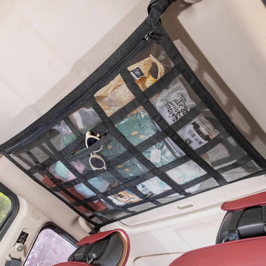 Kaskawise Car Roof Storage Organizer - 31.5"X21.6" Heavy-Duty Double-Layer Mesh Cargo Net for SUV, Truck, Van - Travel & Camping Accessories