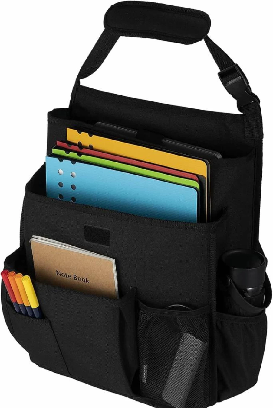 CASHINE Car Seat Organizer with Multi-Pocket Storage, X-Strap Design, 3-Ring Binder & Laptop Compartment for Front & Rear Seats - Durable 900D Polyester Hanging Organizer