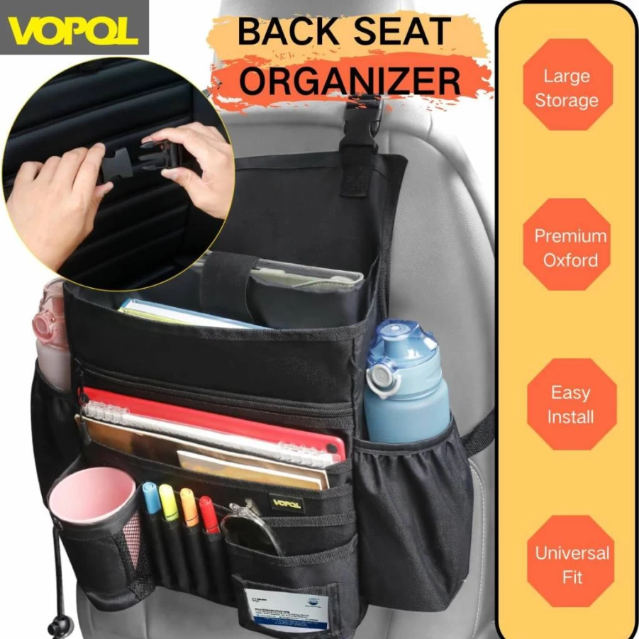VOPQL Car Seat Organizer with Multi-Compartment Storage, Universal Fit for Cars, Trucks & Vans, Front & Back Seat Organizer for Law Enforcement, Travel & Truck Accessories
