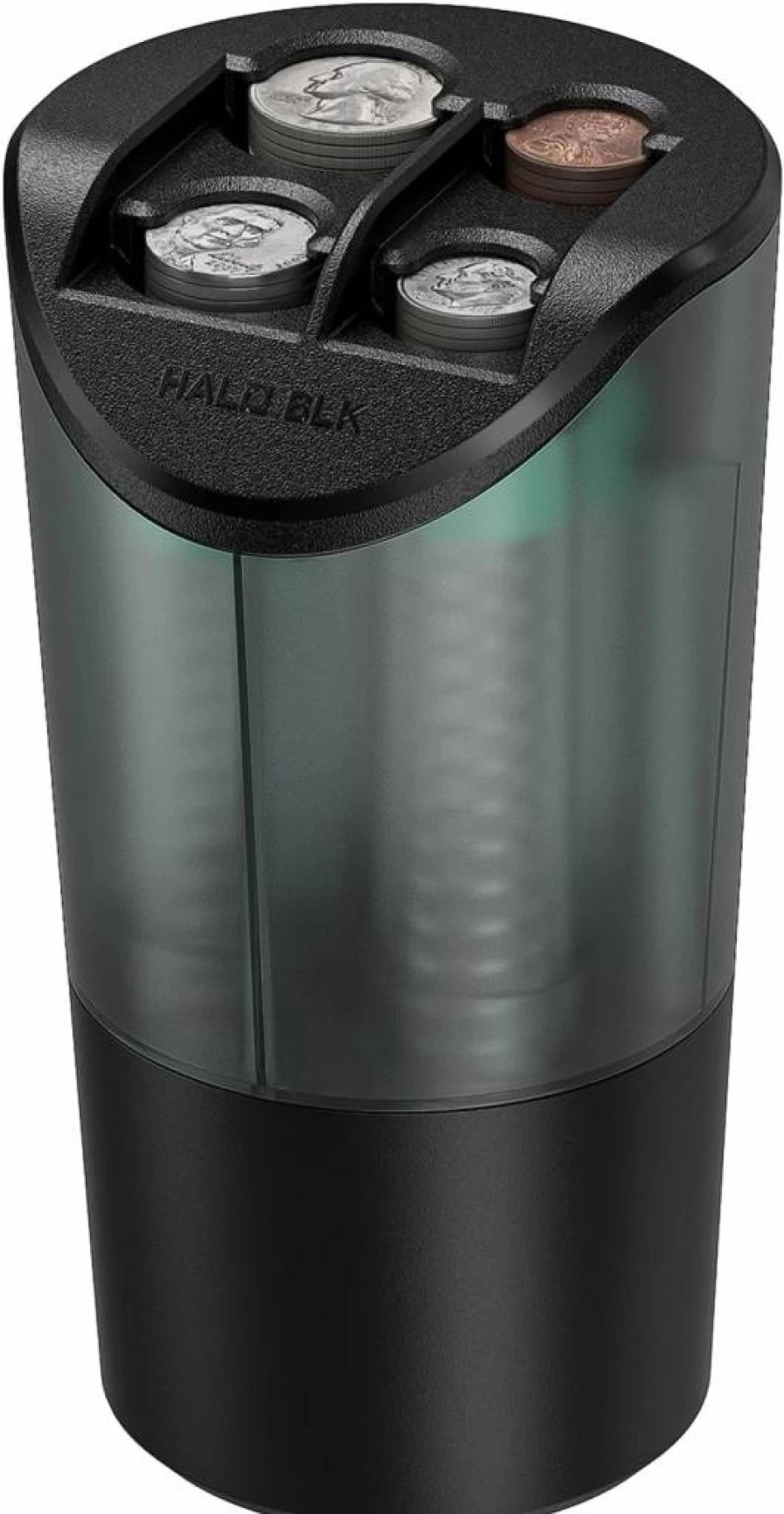 HALOBLK Large Car Coin Organizer – High Capacity Vehicle Change Holder for Trucks & Most Cars, Durable Black Design