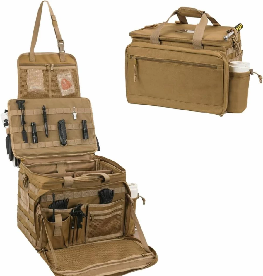 SCAVATA Patrol Bag - Tactical Police Gear Car Seat Organizer with MOLLE System, Durable Front Seat Vehicle Storage for Law Enforcement (Black)
