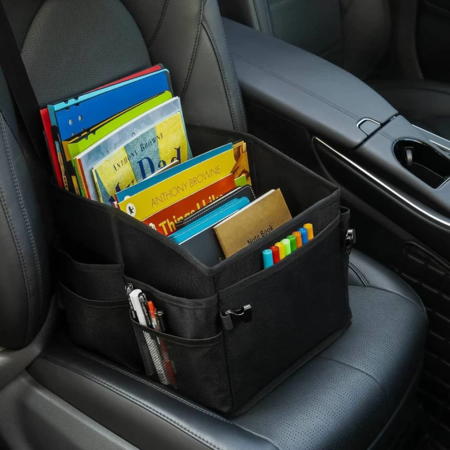 CASHINE Car Organizer with Detachable Dividers, Multi-Pocket Car Seat Storage for Kids & Adults, Front Seat Backseat Passenger Seat Organizer with Handles for SUVs and Sedans