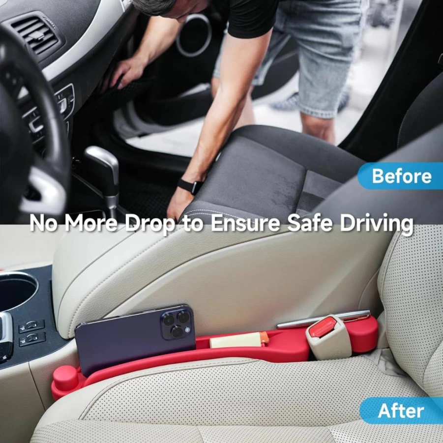Givifive 3-in-1 Car Seat Gap Filler Set of 2 - Universal Soft Foam Organizer with Hook for SUV/Truck, Stops Items Falling Between Seats & Console