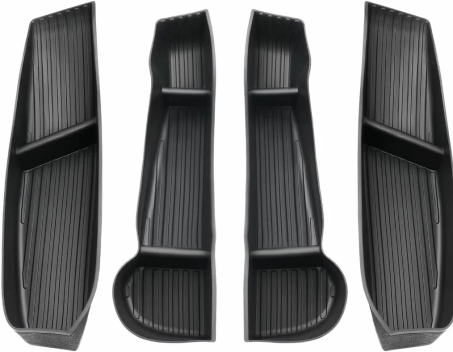Shademax Car Door Organizer Tray for Tesla Model Y 2021-2025 - 4-Piece Black TPE Storage Accessories