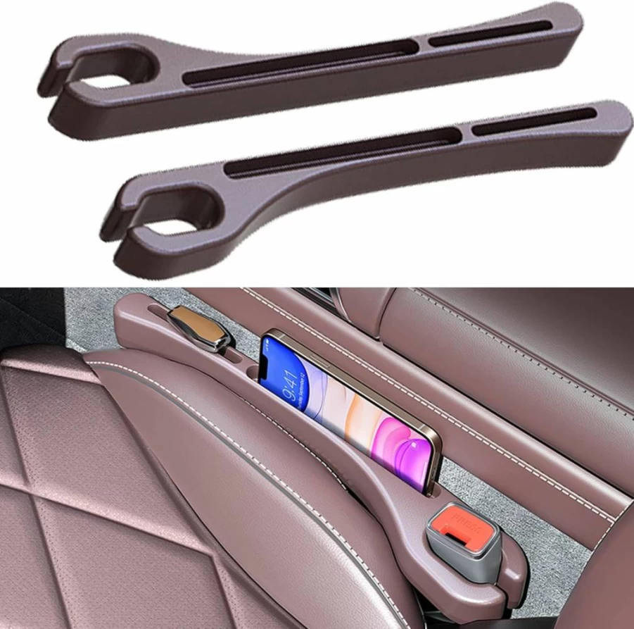 2Pcs LevChall Car Seat Gap Filler - Universal Gap Stopper with Built-In Storage Organizer for Cars, Trucks & SUVs to Prevent Items Falling (Black)