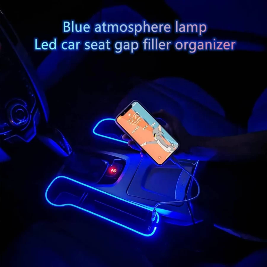 2 Pack Keketuohai Car Seat Gap Organizer with USB Fast Charger, LED Light, and Cup Holder - Multifunctional Storage Box for Car Seat Pockets (Black)