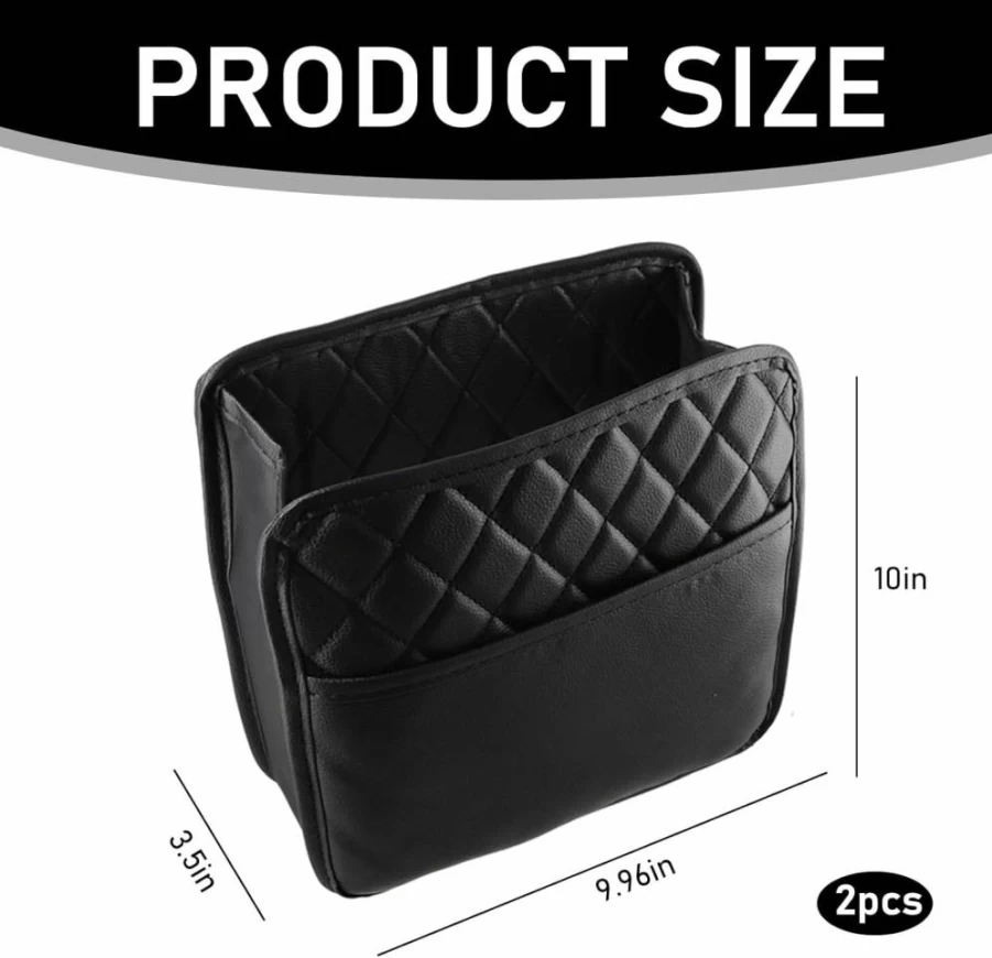 PKRFCJ 2Pcs Car Backseat Organizer - PU Leather Hanging Storage Pocket for Vehicle Seat, Multi-Purpose Auto Travel Accessories (Black)