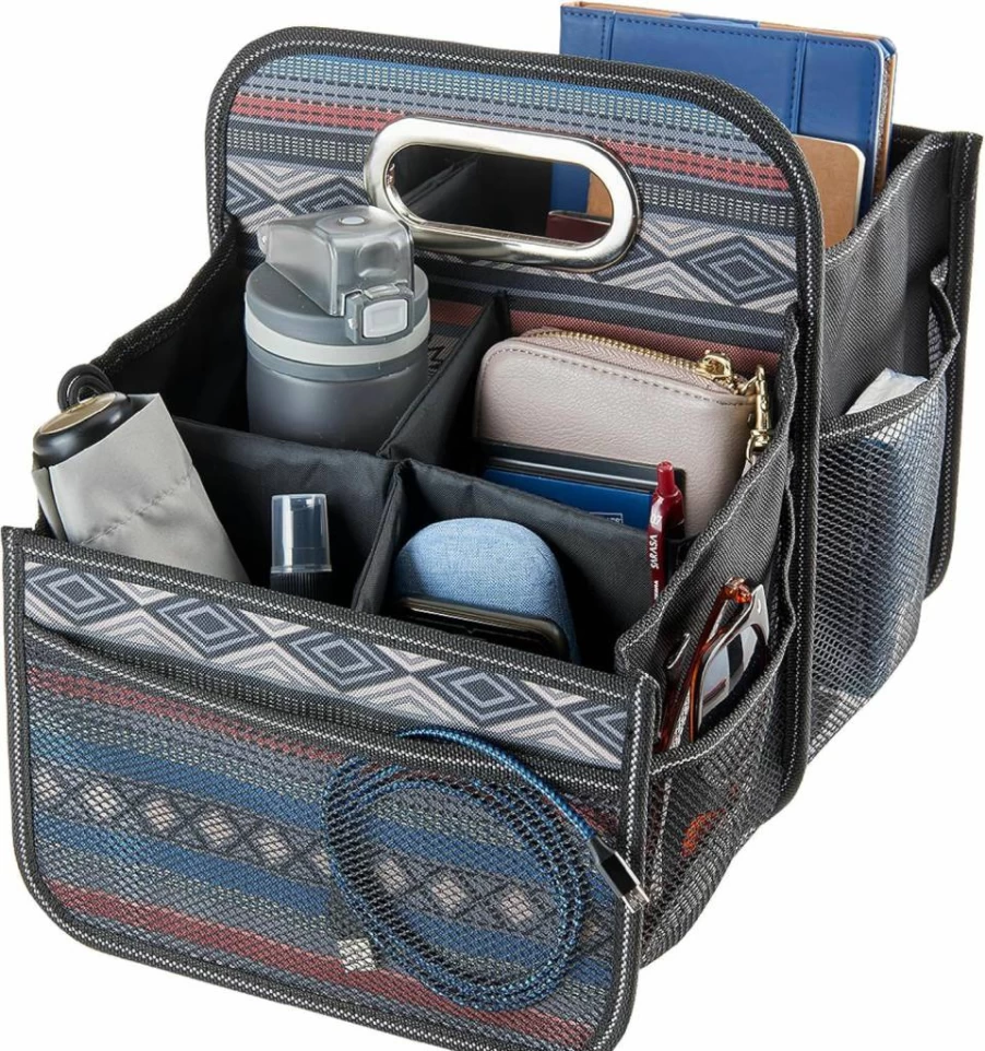 High Road Car Organizer with Cup Holders - Front Seat or Back Seat Storage Caddy for Drivers & Kids - Portable Auto Accessory with One-Hand Carry Handle