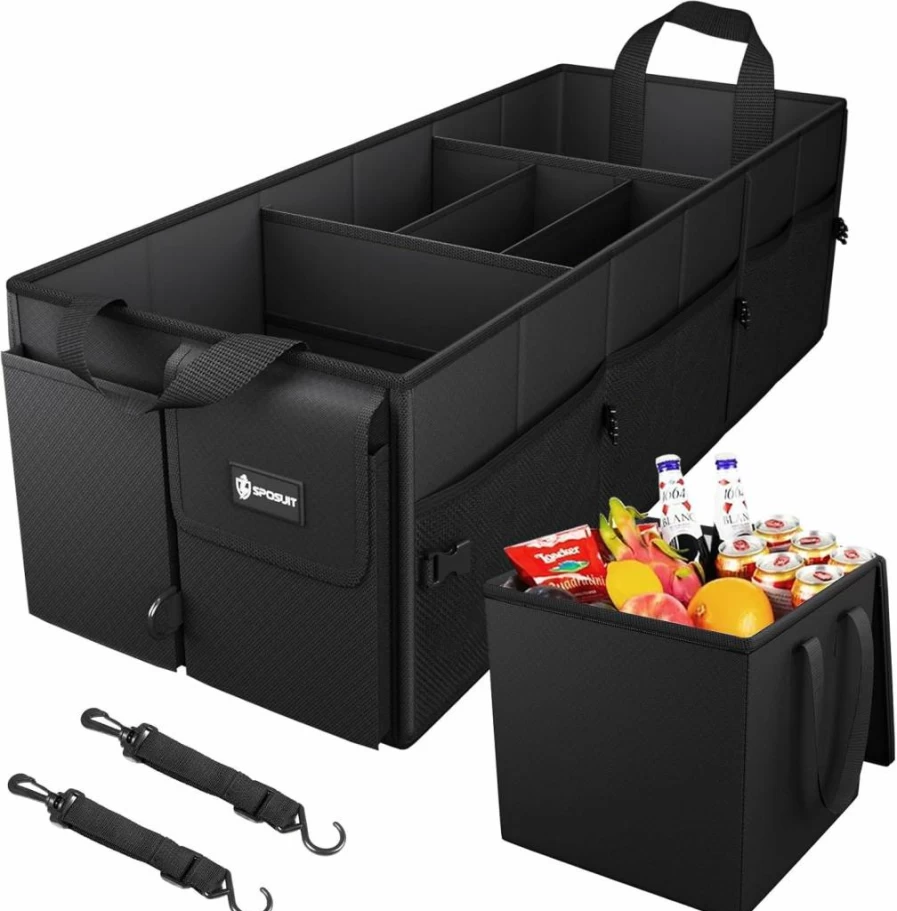 Sposuit 70L Collapsible Car Trunk Organizer with 11 Pockets, Reinforced Handles & Durable Storage for SUV Grocery Cargo (Blue)