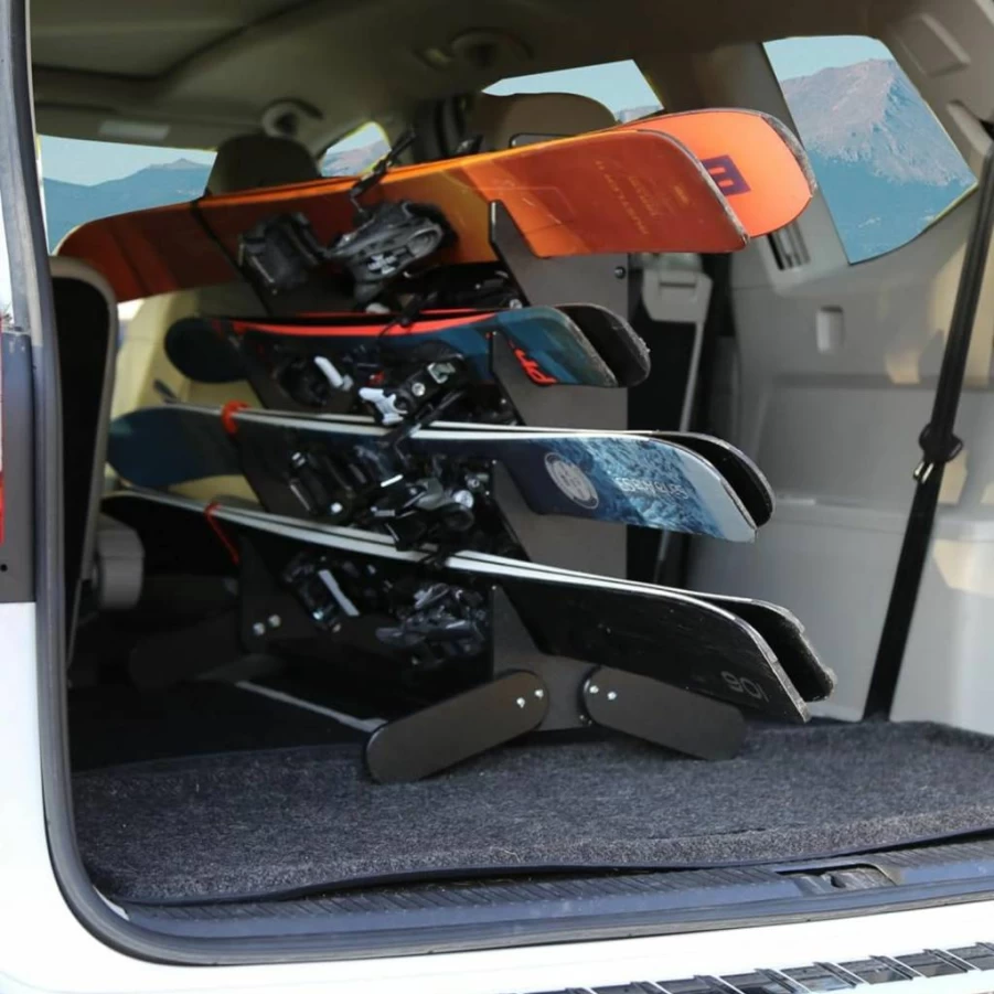 TRAPSKI Ski Tower Rack for SUVs & Vans – Heavy-Duty HDPE Ski Carrier with Security Strap, Organizer for Crossovers & Hatchbacks – Made in USA