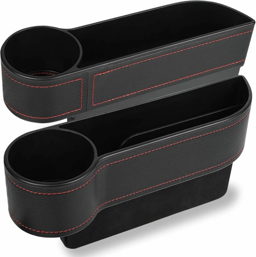 MORDEN MS 2 Pack Car Seat Gap Organizer with Cup Holders - Front Seat Storage Box for Driver & Passenger Side, Auto Console Accessory