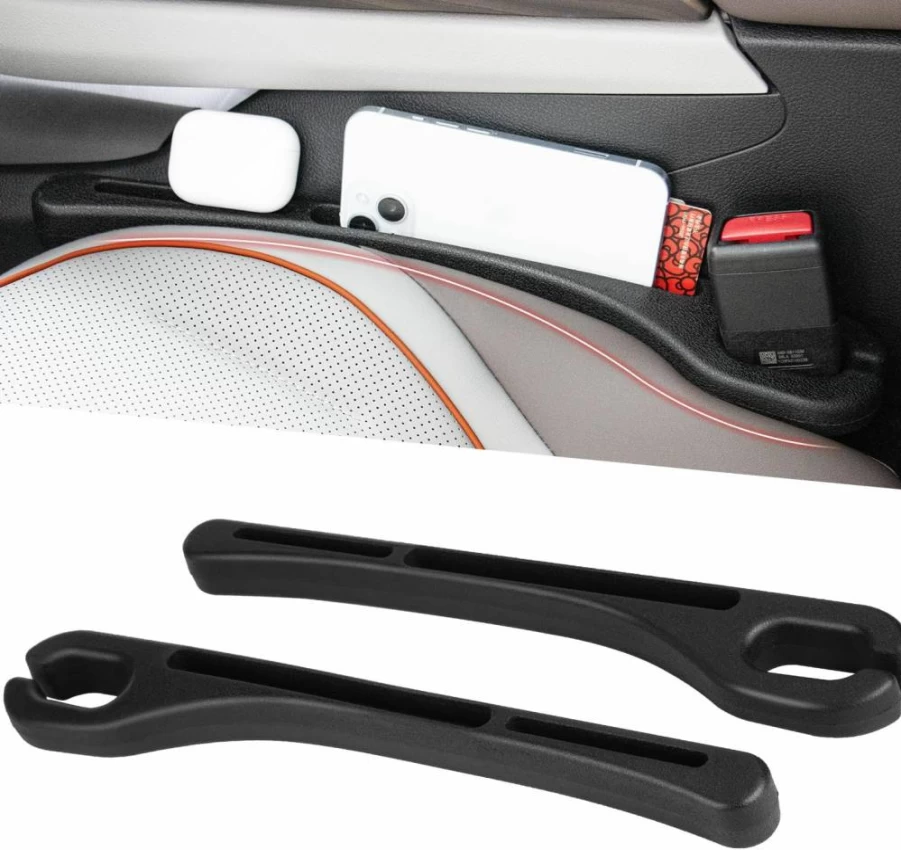 Acetek 2-Pack Car Seat Gap Filler with Storage Organizer – Gap Stopper Between Seat and Console for Phones & Small Items