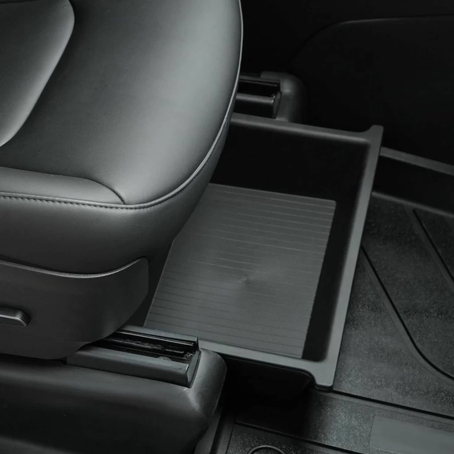 Jawjut Under-Seat Storage Organizer for Tesla Model Y & X - ABS+TPE Hidden Trash Bin, Front Seat Waste Container, Car Accessories