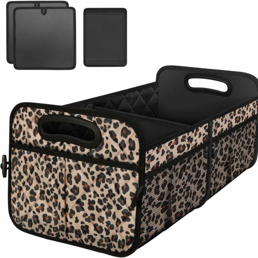 Deosk Collapsible Car Trunk Organizer with 6 Pockets, 50L Multi-Compartment Storage for Women & Men, Black Standard WXAG-0034, Car Accessories for SUV & Sedan