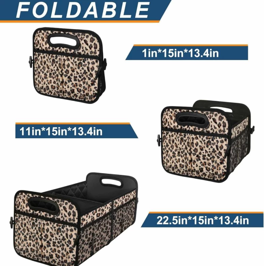 Deosk Collapsible Car Trunk Organizer with 6 Pockets, 50L Multi-Compartment Storage for Women & Men, Black Standard WXAG-0034, Car Accessories for SUV & Sedan