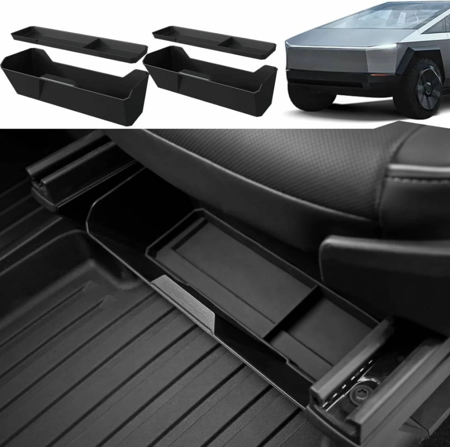 Foronetry Cybertruck Under Seat Storage Organizer with Non-Slip Silicone Pad - 2024 Tesla Cybertruck Front Seat Accessories