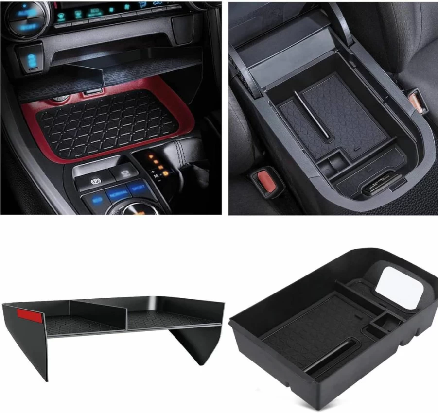 DIAMOOKY Center Console Organizer for Toyota RAV4 2019-2025 - Custom Fit Storage Tray with Dividers, 2-Piece Set, Black Interior Accessories