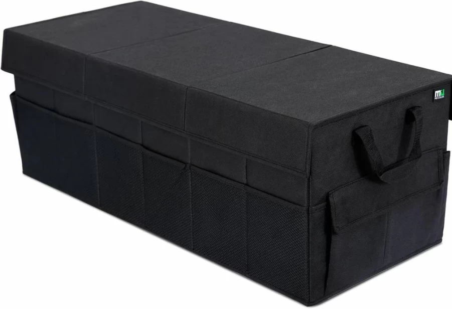 MIU COLOR Car Trunk Organizer - 3 Compartment Foldable Storage for SUV, Sedan, Van, Jeep - Non-Slip Bottom, Black (32" x 13" x 10.6")