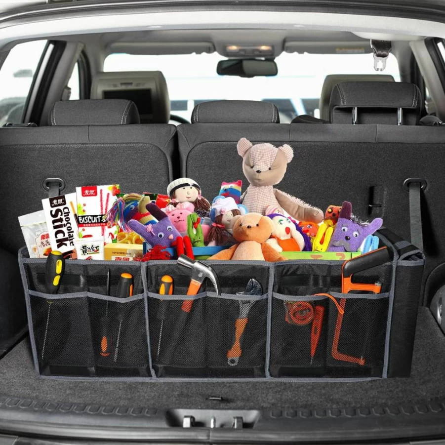 EAROND 4-in-1 Car Trunk Organizer with Leakproof Cooler Bag, Foldable Storage Box, Adjustable Straps for SUV, Truck & Vehicle Accessories
