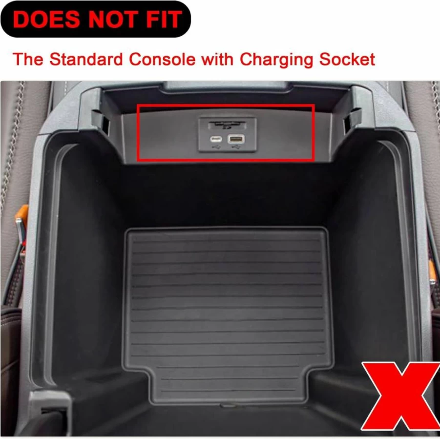 TOPINSTALL Power-Sliding Console Tray Organizer for 2021-2025 Chevy Tahoe Suburban & GMC Yukon - Black Armrest Accessory (Excludes Standard Console with Charging Socket)