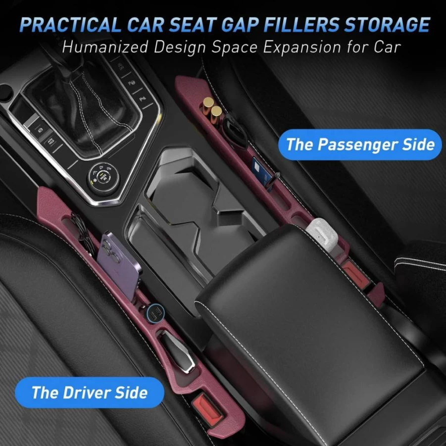 DDTPDE 2-Pack Car Seat Gap Filler with Organizer & Phone Holder - Universal Fit for Cars, Trucks & SUVs (Black)