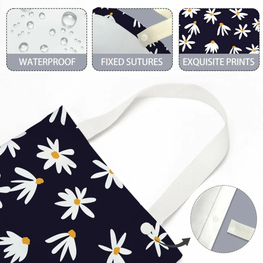 Pykfrhh Waterproof Hanging Car Trash Can - Car Garbage Bag with Daisy Decor for Back Seat, Vehicle Travel, Camping Accessories & Auto Organization