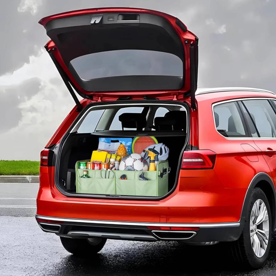 Titiyiof 70L Collapsible Trunk Organizer for SUV & Car - Anti-Slide Sturdy Storage for Groceries, Accessories, Gift (Fruit Green)