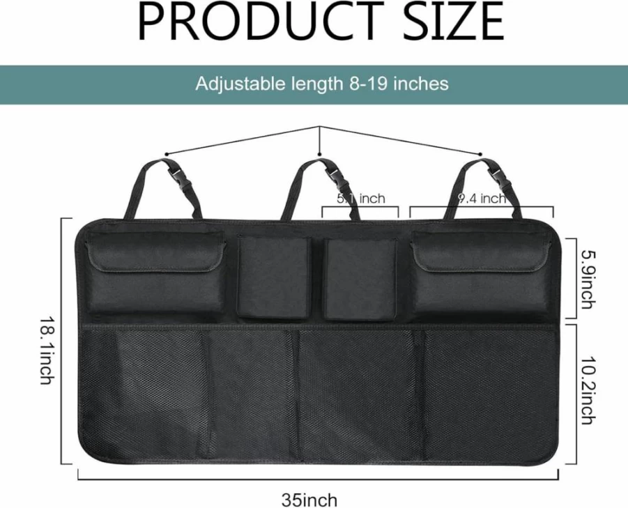 Ferianl Car Trunk Organizer - Large Hanging Storage Bag for SUV, Truck, Van | Foldable Back Seat Cargo Organizer with Multi-Pockets | Durable Auto Accessories