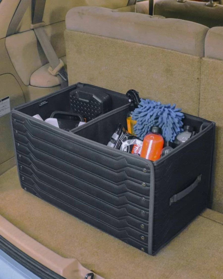 Owleys Foldable Car Trunk Organizer with Lid - 21.6" Collapsible Hexy Storage Bin for Auto Organization & Travel Accessories