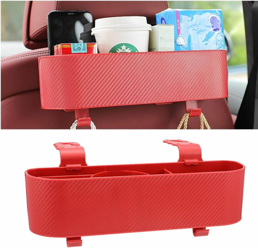 BELOMI Car Seat Back Organizer with Cup Holders, Multi-Pocket Storage for Snacks, Phone, Toys - Black Travel Accessories for Kids & Adults