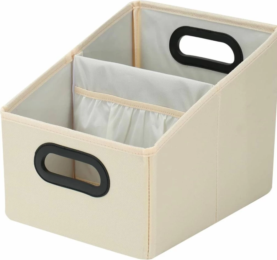 AOKJOY Collapsible Car Seat Organizer for Front & Backseat – Portable Car Caddy Storage for Kids, Adults, and Travel Accessories – Beige Medium Size