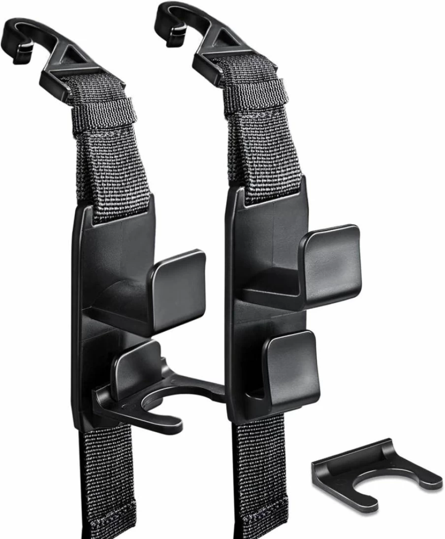 Heroway 4Pack Frosted Black Car Seat Hooks - Over The Seat Headrest Hanger Organizer for Purse, Grocery Bags, Matte Black Magic Holder