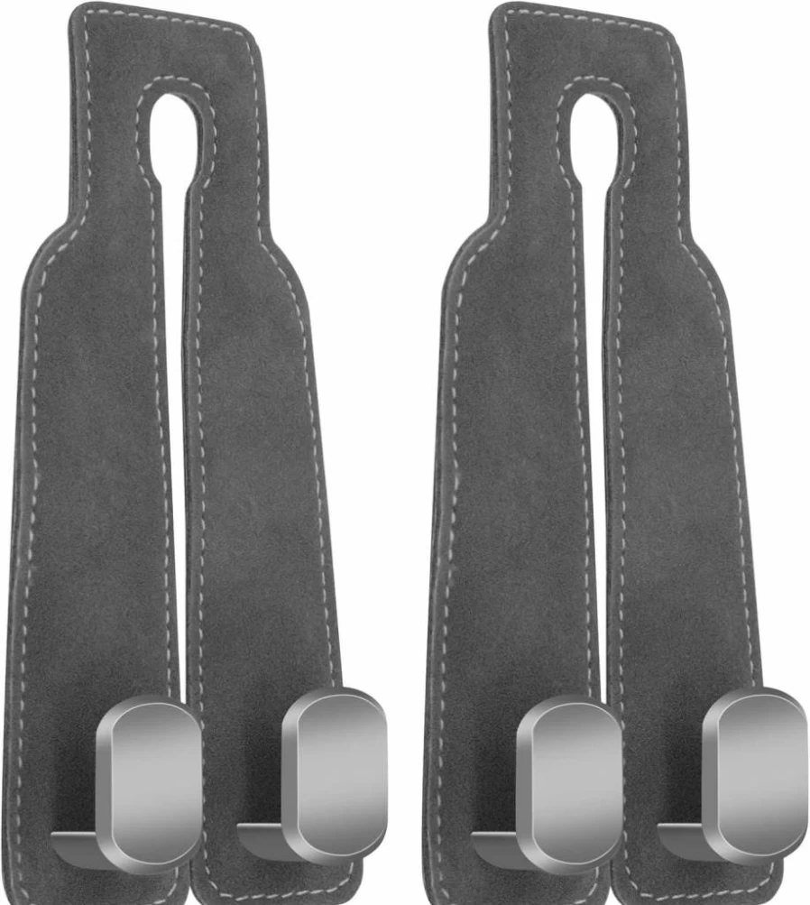 2Pcs CANIPHA Car Headrest Hooks - Heavy Duty Double Hanger for Purses, Bags & Phones, Black Car Seat Back Organizer with Storage for Handbags & Accessories