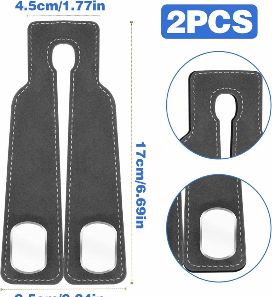 2Pcs CANIPHA Car Headrest Hooks - Heavy Duty Double Hanger for Purses, Bags & Phones, Black Car Seat Back Organizer with Storage for Handbags & Accessories